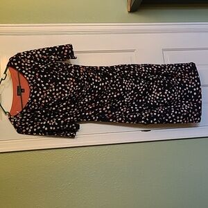 Connected Apparel, SZ 12, Navy with Salmon and White Polka Dots Design